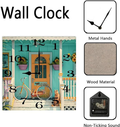 10 in Cosmic Connection -196 Wood Wall Clock – Digital Time Display, Smart Home Compatible for Bedside or Workspace