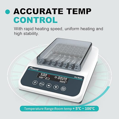 JOANLAB Double Position Digital Dry Bath Incubator,with 1.5mlx35,2mlx35 Aluminium Heating Block,Programmable Lab Dry Bath Heater w/Timer Control
