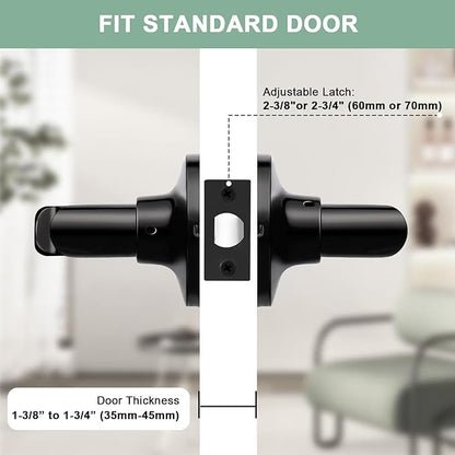 GOBEKOR Matte Black Door Handles Privacy Door Levers with Lock,Heavy Duty Interior Door Handles for Bedroom and Bathroom,Sleek Round Door Levers with No Key