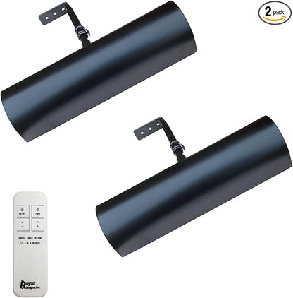 Royal Designs, Inc. Cordless Remote Control LED Picture Light, Dimmable with Timer Function, Black, 8.75 Inches, 2 Pack