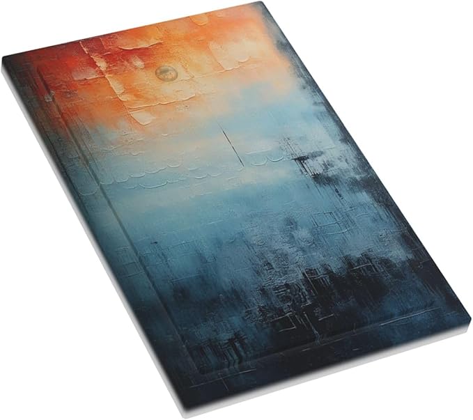 Blue Orange Abstract Modern Minimalist Oil Painting 1-Gang No Device Blank Wallplate Electrical Light Switch Covers Decorative Receptacle Face Plate Cover for Bathroom 5 X 3 IN