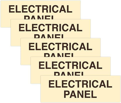 All Quality Basic Electrical Panel Sign - Fire Regulation Safety Compliance Sign - Ivory/Dark Brown - Small (5 Pack)