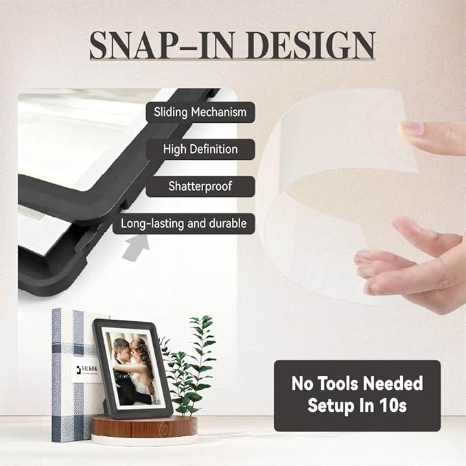 Black 5x7 Picture Frame with Acrylic Front 2 Pack, ABS Frame for 5x7 or 4x7 Photos, Shatterproof UV-Resistant Tabletop Photo Frame, Vertical/Horizontal Display for Home Décor