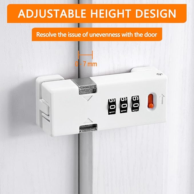 Cabinet Lock，Barn Door Latches,3-Digit Combination Security Locks,Combination Security Lock,for Office File Cabinet,Drawers,Locker,Small Door,Cupboard (1, White_180 Degree)