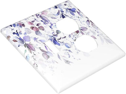 Purple Eucalyptus Watercolor Floral Rustic Leaf Wallplates 1 Toggle 1 Duplex Switch Plate Electrical GFCI Faceplate Decorative Light Switch Covers for Farmhouse Home Decor