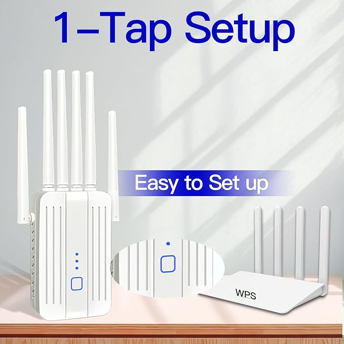 WiFi Extender Signal Booster with 6 Antennas, WiFi Extender with Ethernet Port, WiFi Booster Up to 10000 Sq.ft, WiFi Repeater, More Devices, Internet Extender WiFi Booster for Home, White