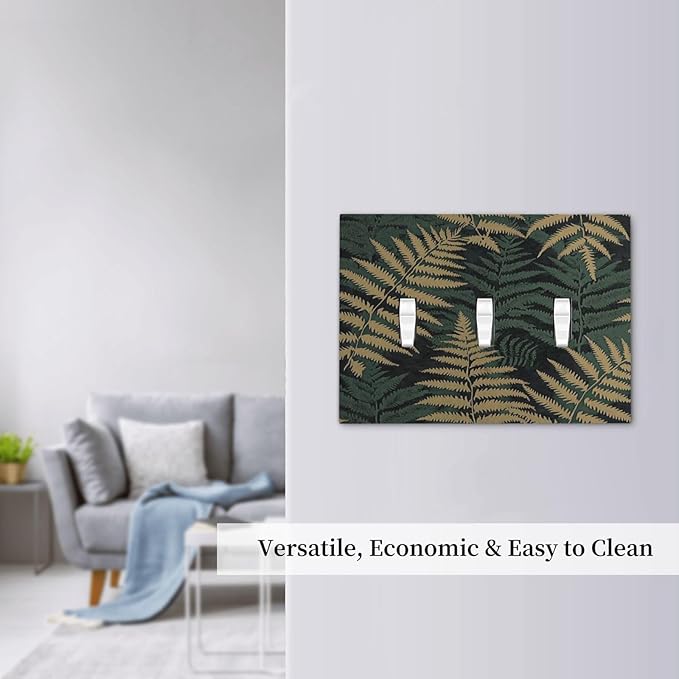 Decorative Switch Plates Botanical Fern Green Leaf Forest 3 Gang Wall Plate Triple Toggle Light Switch Cover Faceplate Electrical Wall Panels For Bed Room Home Decor