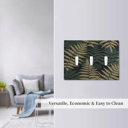 Decorative Switch Plates Botanical Fern Green Leaf Forest 3 Gang Wall Plate Triple Toggle Light Switch Cover Faceplate Electrical Wall Panels For Bed Room Home Decor