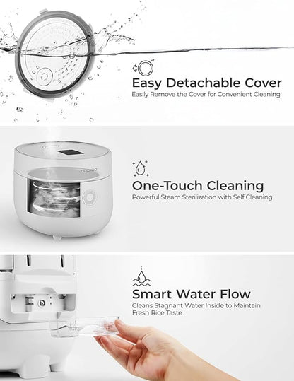 CUCKOO Micom Rice Cooker 6-Cup Uncooked / 12-Cup Cooked with Nonstick Inner Pot, Versatile Rice Maker with 9 Menu Options, Fuzzy Logic Technology, Auto Clean, Quick Rice Mode, White (CR-0675FW)