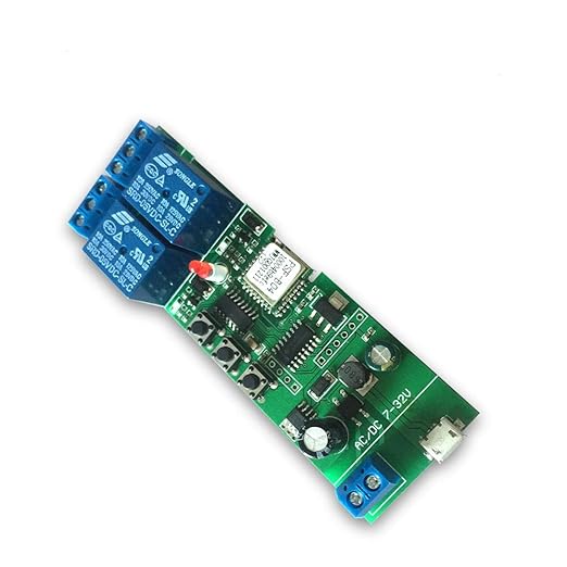 WiFi Wireless Smart Switch Relay Module for Smart Home 5V 5V/12V，Ba Applied to Access Control, Turn on PC, Garage Door (2CH WiFi Inching Relay)