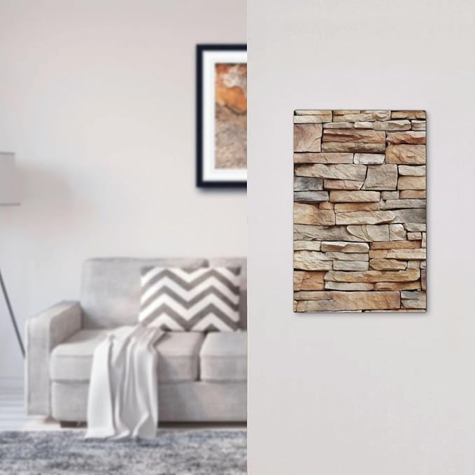 Light Switch Cover Plate Stone Textured Brown Brick Natural Stone 1 Gang No Device Blank Electrical Wall Plates Faceplate Decorative Switch Plate For Farmhouse Cabin Decor