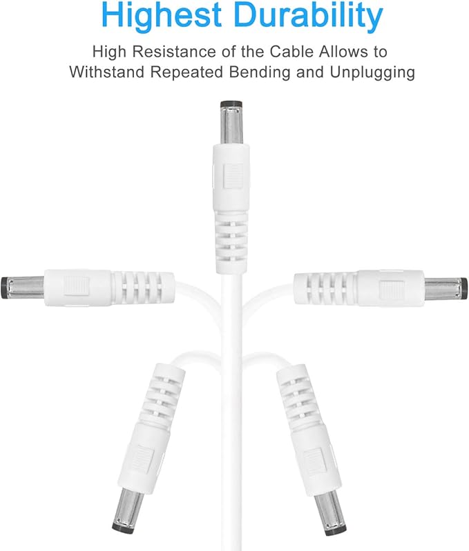 33ft 2-Pack DC Power Extension Cable,5.5mm x 2.1mm Extension Cord,12v Extension Cord for Security Camera CCTV IP,Router,LED Strip,5V 9V 24V 12 Volt Male to Female Plug Supply Adapter Power Cord