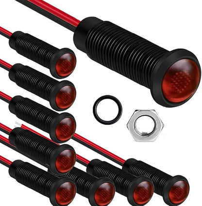 10pcs LED Plastic Indicator Pilot Light 110VAC Mounting Hole Size 6mm(Red)