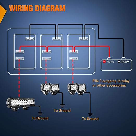 Nilight 6 Gang Rocker Switch Panel 3 Pin On Off Pre-Wired Blue LED Waterproof Aluminum with DIY Stickers for 12V 24V Automotive Cars Marine Boats UTV Truck Jeeps
