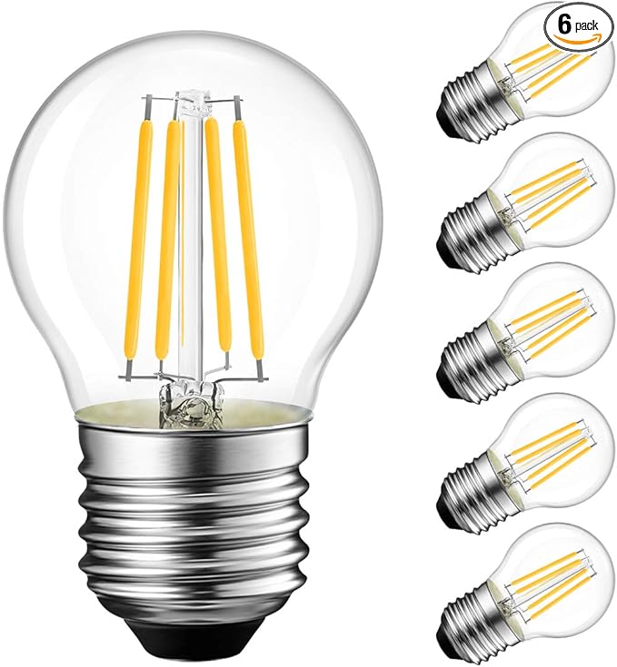 LVWIT G14 LED Filament Globe Bulb 4.5W(60W Equivalent), Dimmable 2700K Warm White Light E26 Screw Base, Decorative Edison Light Bulb, UL-Listed(6-Pack)
