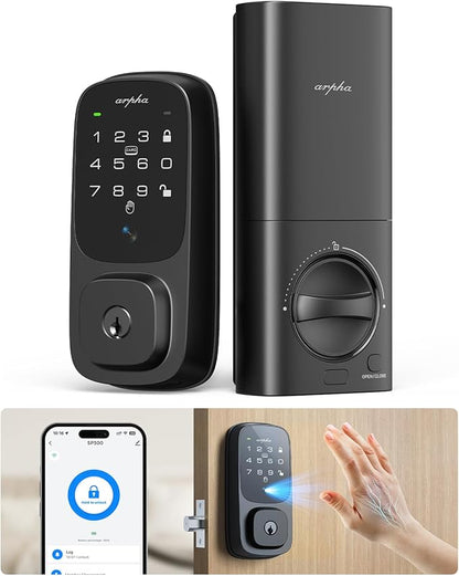 ARPHA Keyless Entry Door Lock, Palmar Vein Recognition Deadbolt with Handleset for Front Door, Built-in WiFi, Amazon Alexa, Google Assistant, App-Control, Voice Control, NFC