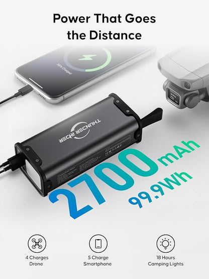 Portable Power Station 99Wh 27000mAh Camping Lithium Battery Large Power Bank with AC Outlet 70W for Home Backup Outdoor Emergency RV Van Hunting