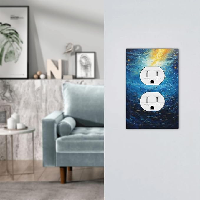 Outlet Covers Dream Ocean Underwater World Fish Shoal 1 Gang Duplex Electrical Receptacle Faceplate Light Switch Cover Wall Plate Decorative Switch Plates for Kids room Nursery Decor