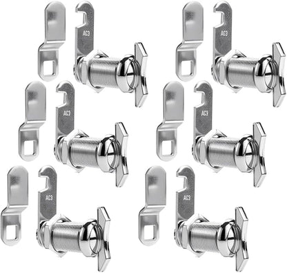 1-1/8" Thumb Operated Offset Cam Lock, RV Compartment Latch, Non-Locking Thumb Turn, for RV Compartment Camper Storage Door (6 Pack)