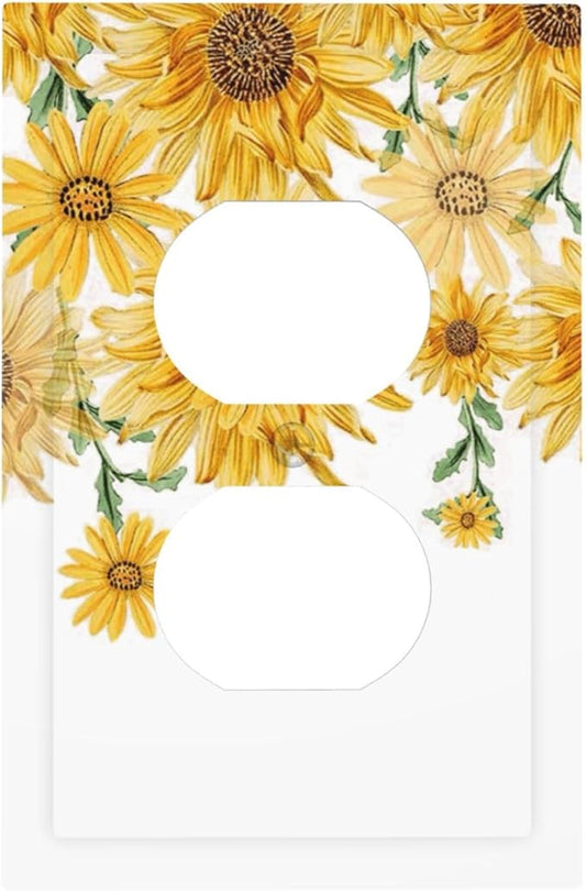 Sunflower Yellow Flowers Floral Outlet Covers 1 Gang Duplex Light Switch Cover Decorative Switch Plates Electrical Receptacle Faceplate Wall Plate for Bed Room Living Room Decor