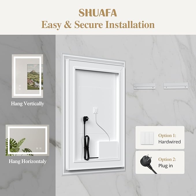 40X32 Inch LED Bathroom Mirror with Lights, Frontlit+ Backlit Bathroom Vanity Mirror for Wall, Ultra-Clear Tempered Glass, Shatter-Proof, Anti-Fog and Memory Function, ETL Listed