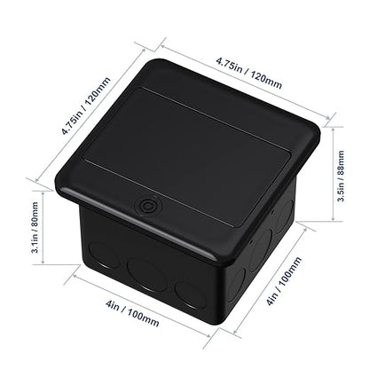 KYHSHJ Pop Up Floor Electrical Outlet Box Kit，20 Amp Stainless Steel TR Tamper-Resistant Duplex Receptacle Outlet，Corrosive Resistant Hardware，ETL Listed, Black