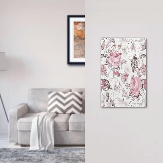 Light Switch Cover Plate Modern Watercolor Flower Pink White Wildflower 1 Gang No Device Blank Electrical Wall Plates Faceplate Decorative Switch Plate for Bedroom Home Decor