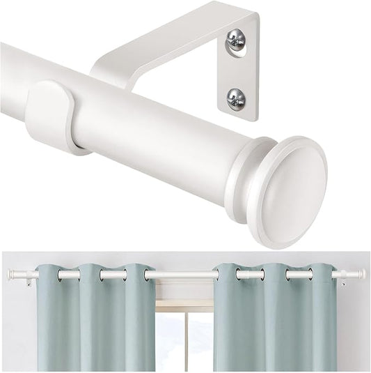 TONIAL Curtain Rod 32 to 86 Inch, Telescoping Splicing 3/4 Drapery Rods for Windows Decorative Single Rod with Small Cap End, Warm White