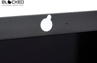 BLOCKED Stackable Webcam/Camera Vinyl Covers | 57 TabbedLow-Tack Restickable Webcam Sticker | Multiple Sizes | White 57-Pack Tabbed (Ultra Glossy)
