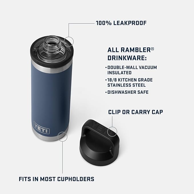 YETI Rambler 18 oz Bottle, Leakproof, Vacuum Insulated, Stainless Steel with Chug Cap, Papaya