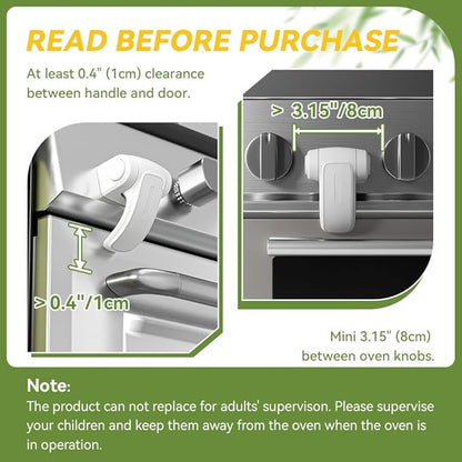 SAFELON 1 PC Baby Safety Oven Door Lock, Kitchen Safety Locks for Babies, Childproof Oven Locks for Kids, Heat-Resistant, No Screws & Drilling (White)