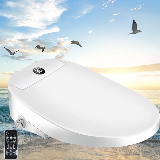 Electric Bidet Toilet Seat, Auto Open/Close Lid & Seat with Radar Sensor, Unlimited & Filtered Warm Water, 8 Modes Spa Wash, Warm Air Dryer, Heated Seat, 10-year warranty. (TB-51E, Round)