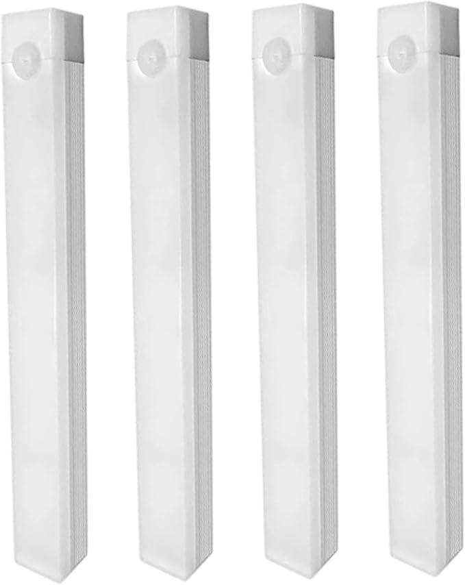Under Cabinet Lighting 4Pcs LED Dimmable Magnetic Motion Sensor Light Indoor 8 Inch Rechargeable Portable Cordless Lamp for Kitchen Stairs Bedroom RV Dorm