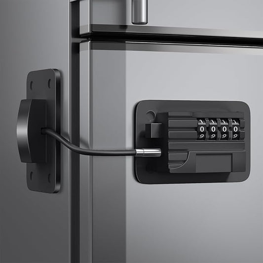 Upgraded Combination Fridge Lock for Child Safety, Keyless Refrigerator & Freezer Lock with Code for Kids, Black