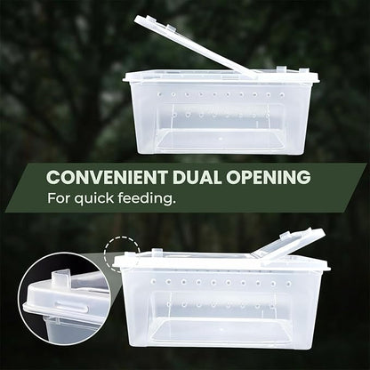 10 Pcs Reptile Enclosure Breeding Box Cage Kit, Portable Plastic Snake Transparent Animal Indoor Habitat Cage Turtle Box Critter Keeper Digital Thermometer Hygrometer, Feeder Dish & More | by Cotkkstt