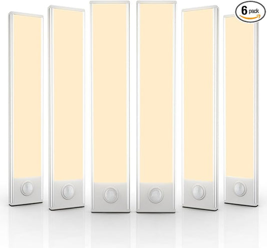 6 Pack Under Cabinet Lighting Wireless, 32 LED Rechargeable Battery Motion Sensor Light Indoor, Stick On Magnetic Closet Lights, Under Counter Lights for Kitchen, Stairs, Warm 8 in