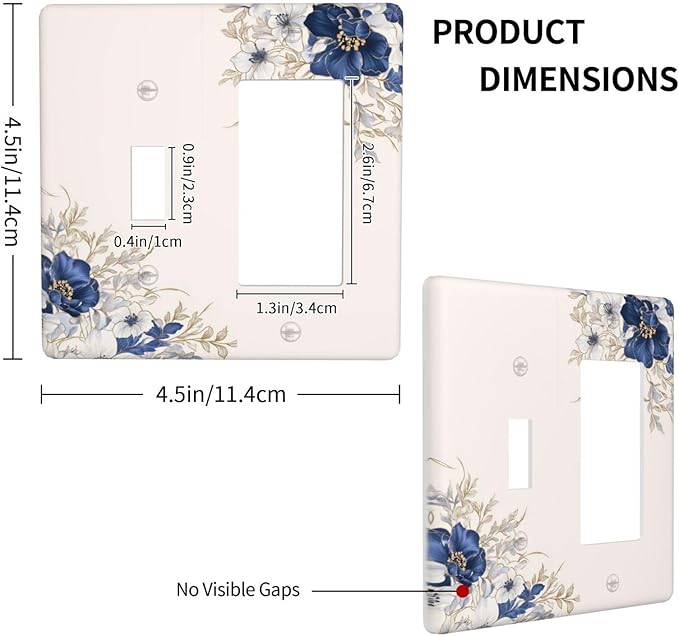 Decorative Outlet Covers Rustic Blue White Flowers Floral Penoy 2 Gang 1 Gang Wall Plate Cover Single Toggle Rocker Combo Light Switch Cover Plate Face Plate