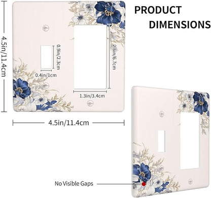 Decorative Outlet Covers Rustic Blue White Flowers Floral Penoy 2 Gang 1 Gang Wall Plate Cover Single Toggle Rocker Combo Light Switch Cover Plate Face Plate