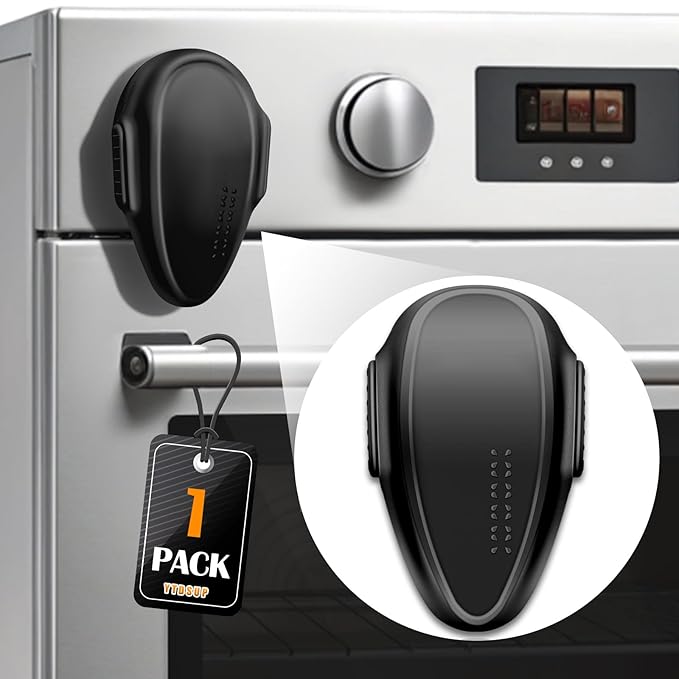 Oven Lock Child Safety (1 Pack), Cabinet Lock Baby Proofing, Baby and Child Proof Lock for Drawer Oven Stove Door, Upgrade Heat-Resistant Material, Easy to Install - Black