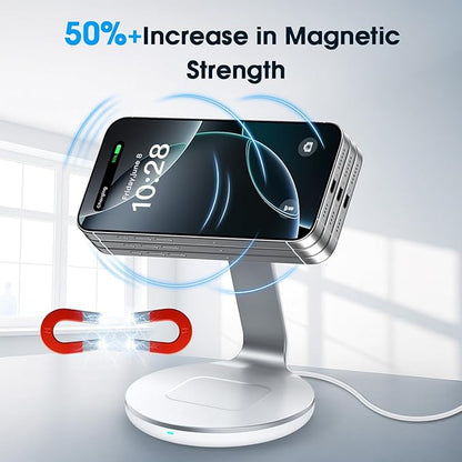 3-in-1 Charging Station Compatible with MagSafe for iPhone 17/16/15/14/13/12, Wireless Charger Stand for Apple Watch Series 11–2/SE/Ultra for AirPods Pro/4/3/2 Fast Charger with 18W Adapter