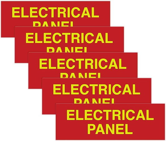 All Quality Basic Electrical Panel Sign - Fire Regulation Safety Compliance Sign - Red/Yellow - Large (5 Pack)