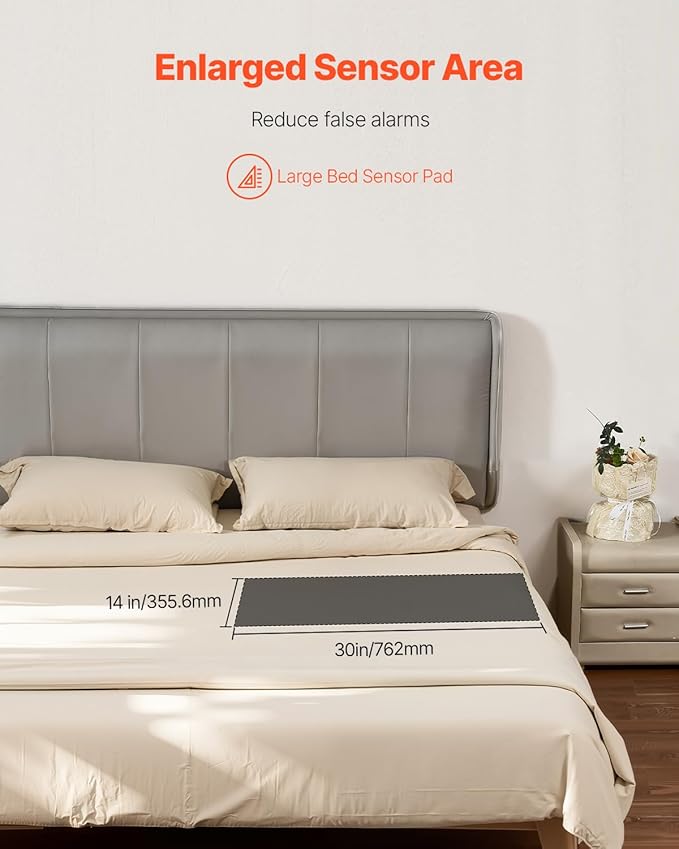 VEVOR Bed Alarm System for Elderly Adults, 14 x 30-inch Wireless Bed Sensor Pad with Pager, Safety Bed Alarms and Fall Prevention Pad for Home, Hospital, Rehabilitation Center