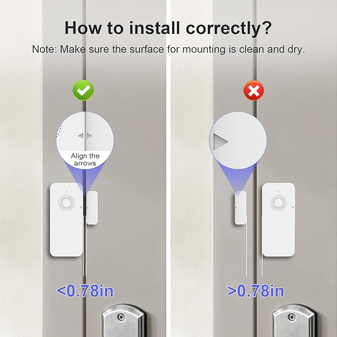 Wireless Door and Window Alarm Sensor,120dB PGST Zigbee Hub Connection Long Battery Life Door Alarms Sensor,Smart Life APP Control,Easy to Install,for Basement,Apartment,Garage,Warehouse