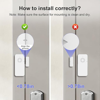 Wireless Door and Window Alarm Sensor,120dB PGST Zigbee Hub Connection Long Battery Life Door Alarms Sensor,Smart Life APP Control,Easy to Install,for Basement,Apartment,Garage,Warehouse