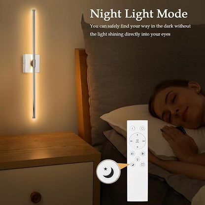 LED Wall Sconces with Remote Control, Dimmable Wall Sconces Set of 2, 5 Colors 3000K-6500K & Dimmable, Hardwire Wall Light with Timer & Night Light, LED Nickel Wall Lamps for Living Room, Bedroom