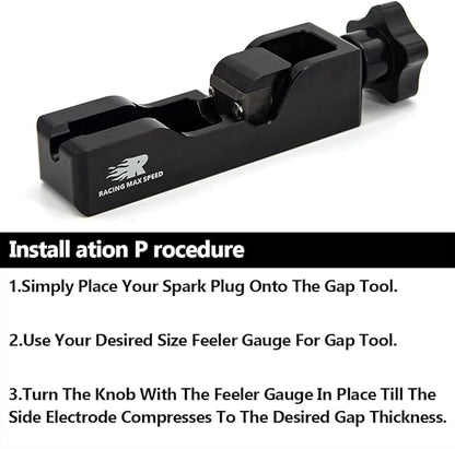 Universal Spark Plug Gap Tool Compatible with Most 10mm 12mm 14mm 16mm Spark Plugs Black - 1 Set with Feeler Gauge