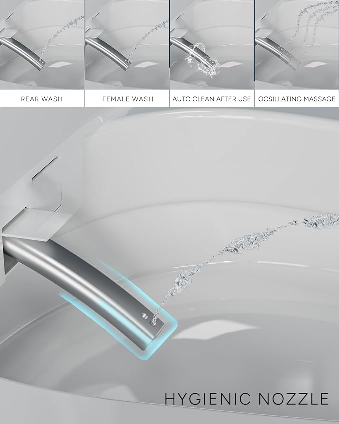 CANEST Smart Toilet, Smart Toilet with Bidet Built in, Pump-assisted Flush, Foot Sensor Operation, Warm Water, Heated Seat, Air Dryer, Digital Display (TC-100GE)