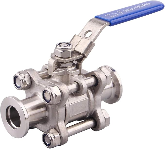 SHERICH Vacuum KF50 Ball Valve 304 Stainless Steel Clamp High Vacuum Fast Ball Valve Blue Handle With Locking Device (KF50)
