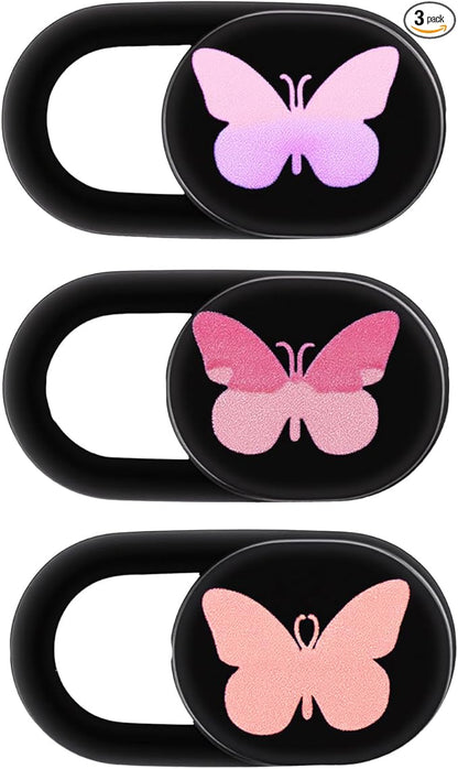 3 Pack Webcam Cover Slide Butterfly Ultra Thin Laptop Camera Cover, Slide Cute Accessories for Laptop PC Camera Covers Sliding Protect Privacy Protector Cap Smartphone Computer Tablet
