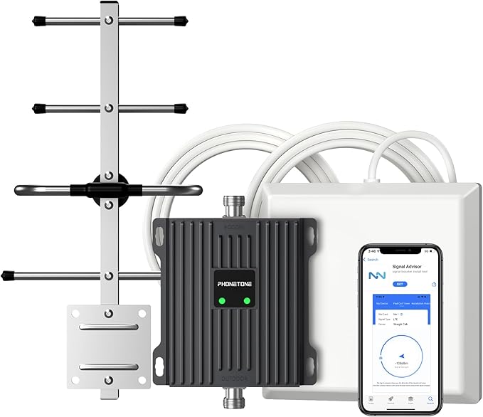 Cell Phone Signal Booster for Verizon and AT&T | Up to 4,500 Sq Ft | Boost 4G LTE 5G Signal on Band 12/13/17 | 65dB Dual Band Cellular Repeater with High Gain Antennas | FCC Approved